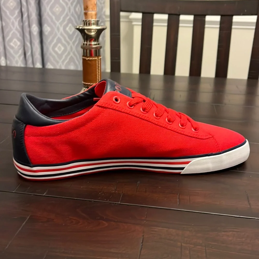 Polo Ralph Lauren Harvey SK VLC Shoes Sneakers Boat Deck Canvas red Mens Sizes